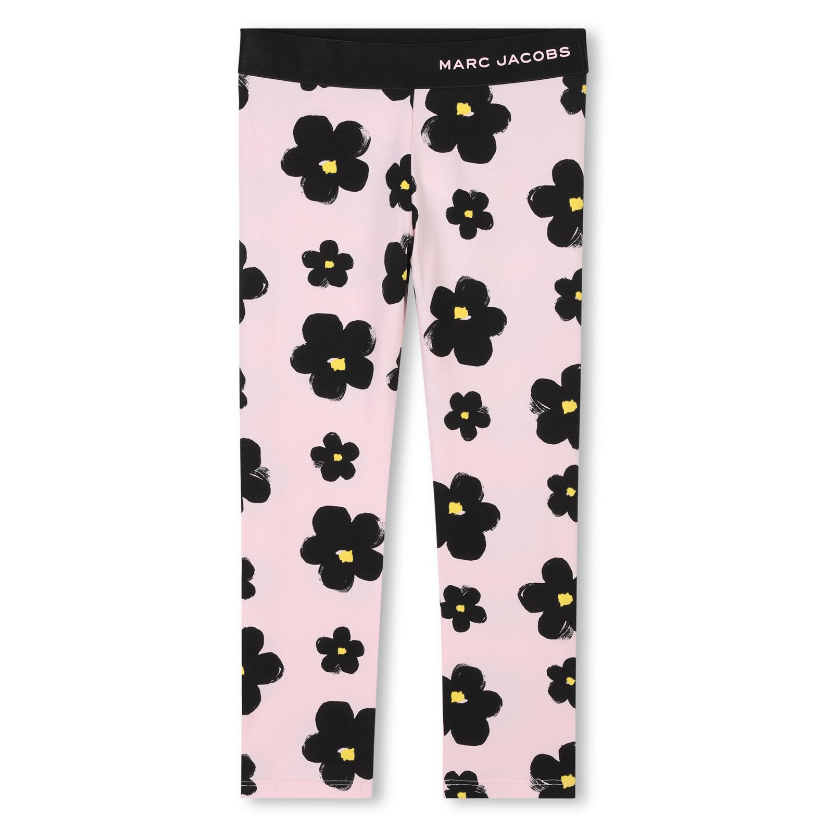 Leggings a fiori per bambina Marc Jacobs Kids rosa con vita elasticizzata