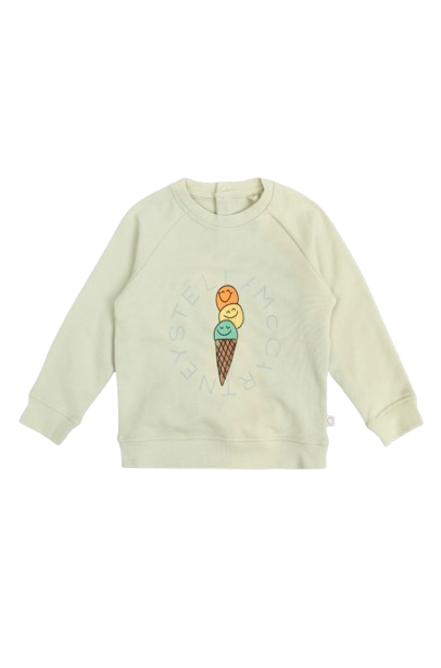 Felpa verde per neonato con gelati e logo