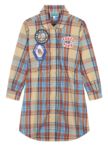 CHECKED COTTON SHIRT DRESS