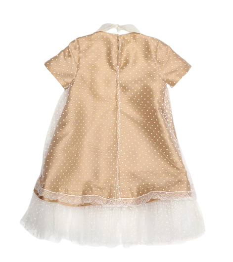 Abito junior in raso duchessa beige e tulle