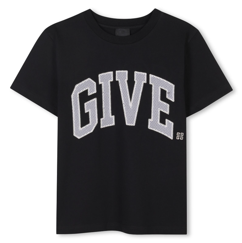 T-shirt nera per bambino con logo