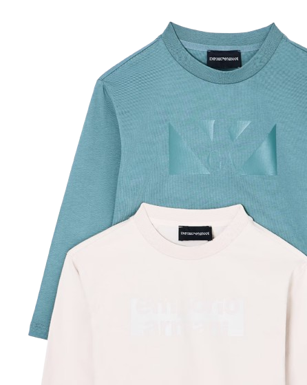 PACK 2 T-SHIRT COMFORT FIT MANICHE LUNGHE IN JERSEY ASV EB000726 AF16162 MZ369 ARMANI JUNIOR 