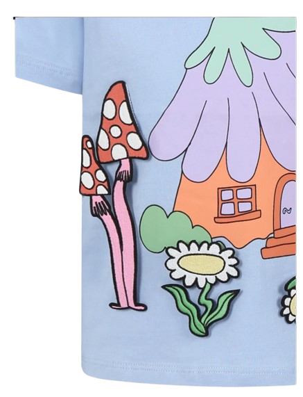 T-shirt blu con stampa