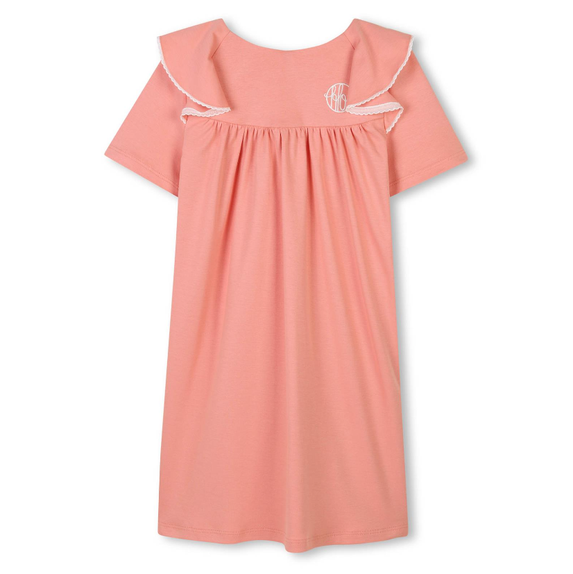 Abito a maniche corte per bambina Chloé Kids rosa con orlo a smerlo