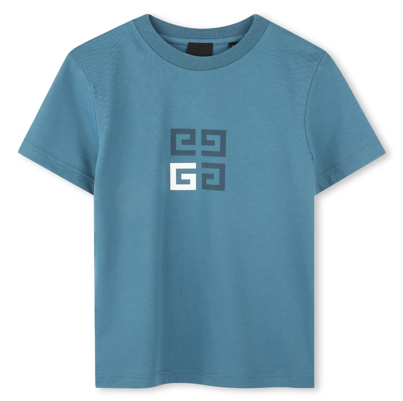 T-shirt blu per bambino con logo