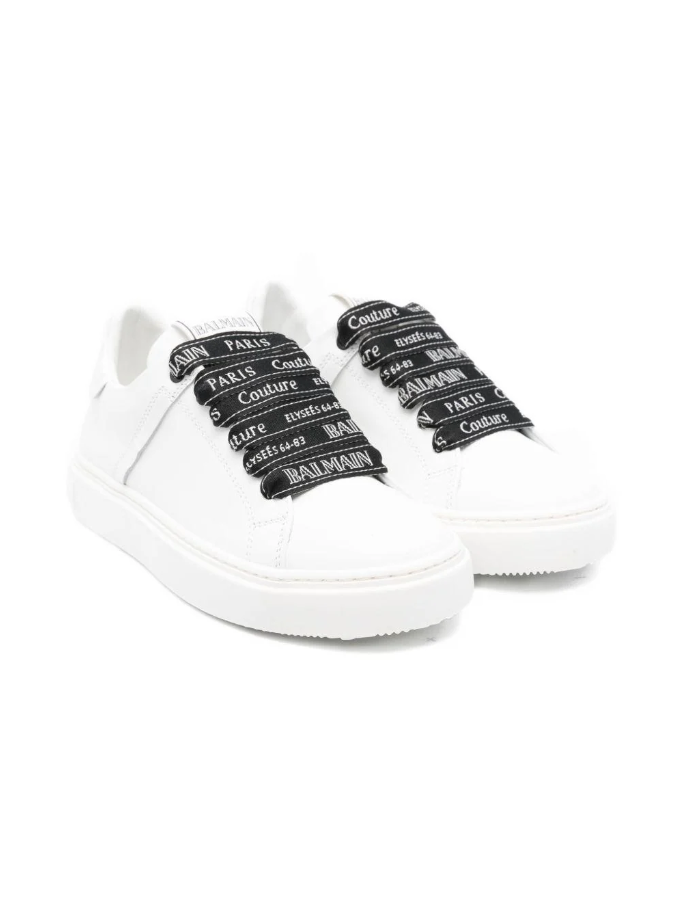 Sneakers bianche per bambino con lacci logati BX0A26 Z2504 100NE BALMAIN 