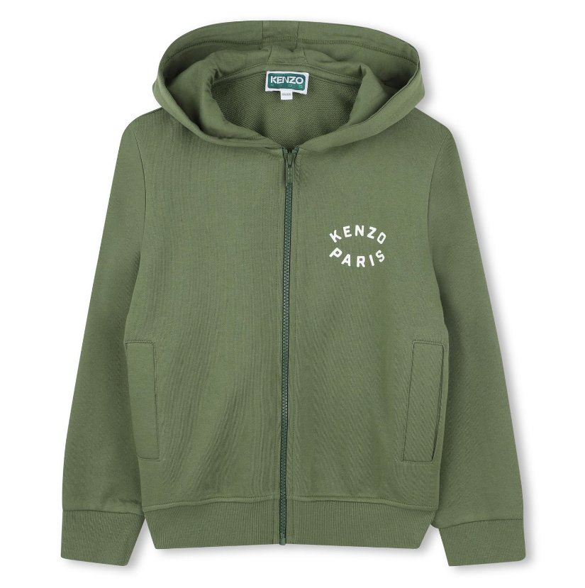 Felpa con cappuccio e zip con stampa tigre