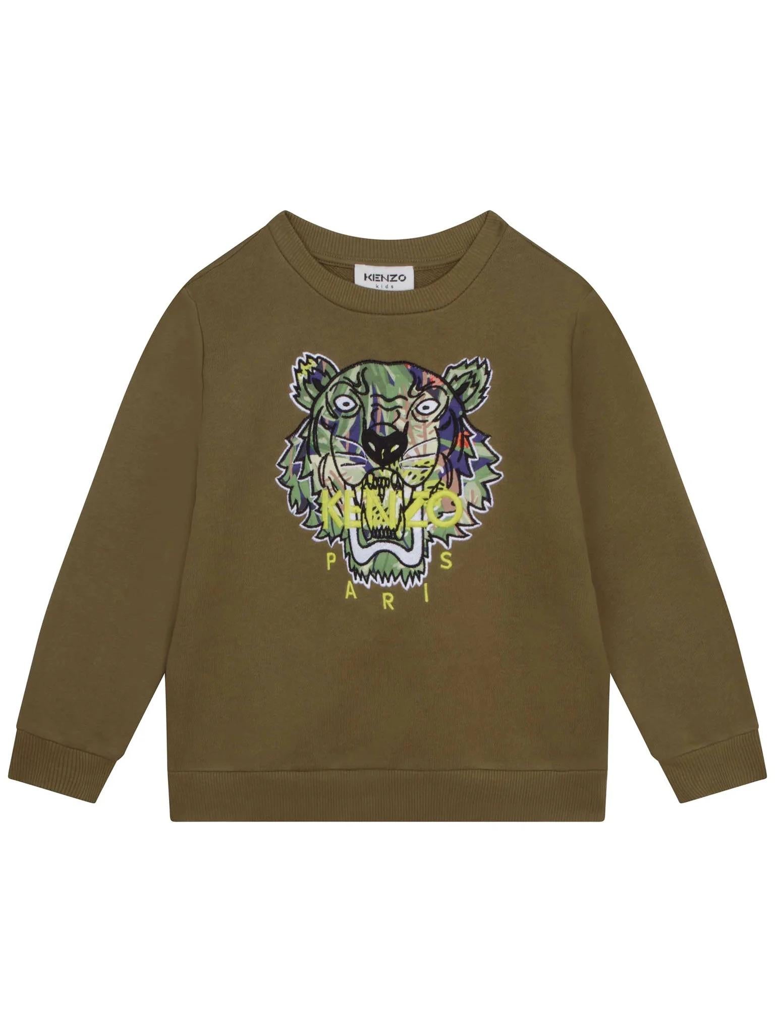 Felpa con tigre e logo  ricamo