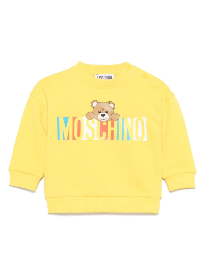 Felpa con motivo Teddy Bear per neonato Moschino Kids giallo con orlo dritto M5F03Q LCA52 50577 MOSCHINO 