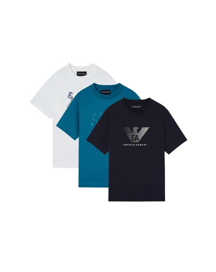 Pack 3 T-shirt in jersey stampa logo EB001319 AF14503 MB005 ARMANI JUNIOR 