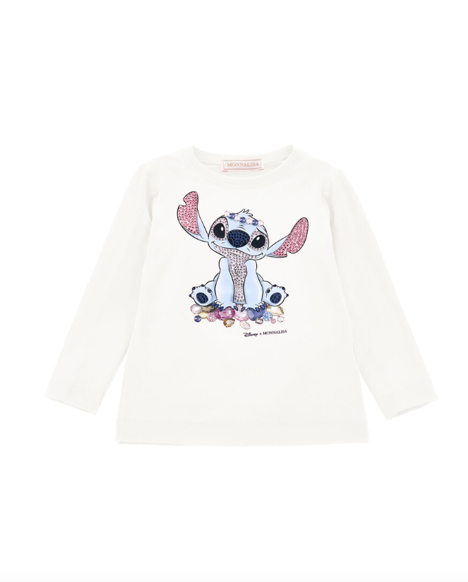 T-shirt Stitch con strass 19F610 6013 0001 MONNALISA 
