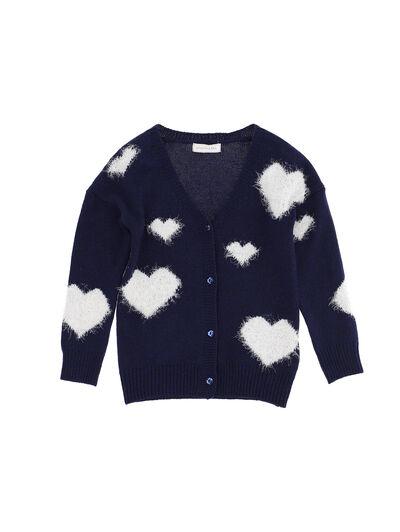 Cardigan in maglia cuori intarsiati