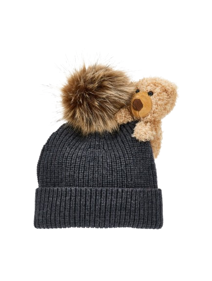 Cappello in maglia con pompon e orsetto 19F005 6063 0031 MONNALISA 