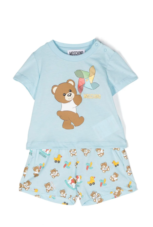 Completo celeste per neonato con Teddy Bear e girandola MSG00M LAB92 83537 MOSCHINO 
