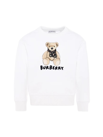 Felpa bianca con orsetto e logo 8108468 A1464 BURBERRY 