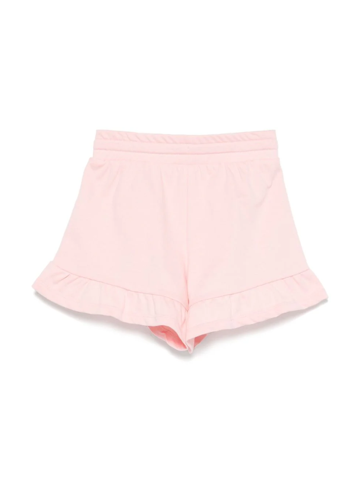 Shorts con stampa Leo Teddy per bambina Moschino Kids rosa con due tasche laterali