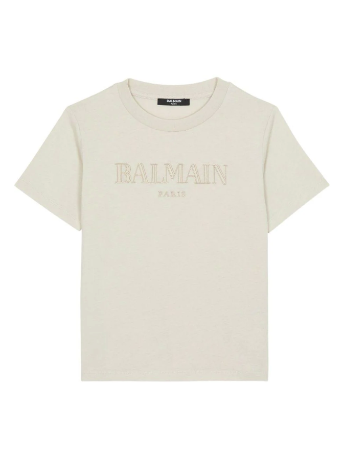 T-shirt beige con stampa BX8P41 Z3186 107BG BALMAIN 