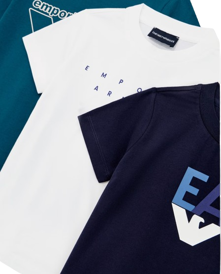 PACK 3 T-SHIRT IN JERSEY CON STAMPA LOGO ASV EB000832 AF14503 M0077 ARMANI JUNIOR 