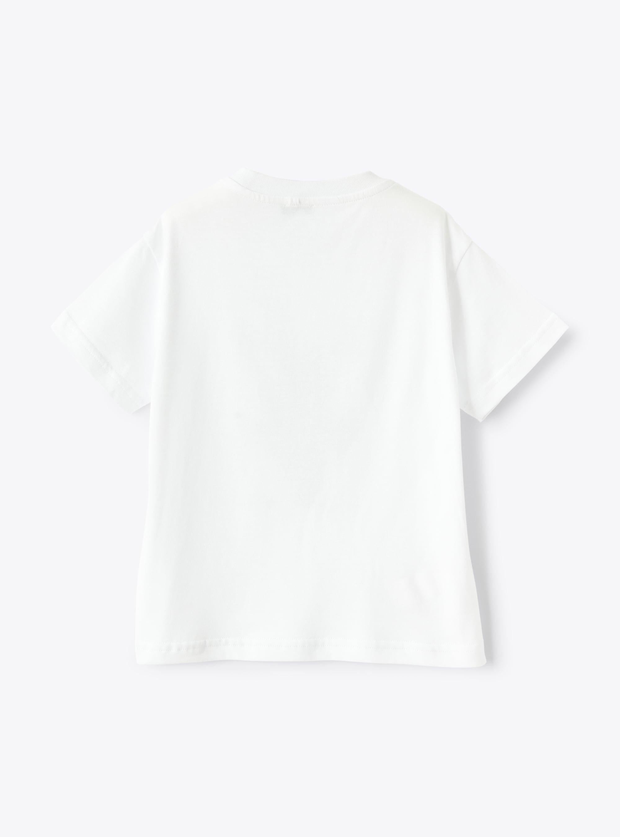 T-shirt bianca con stampa moto grigio scuro