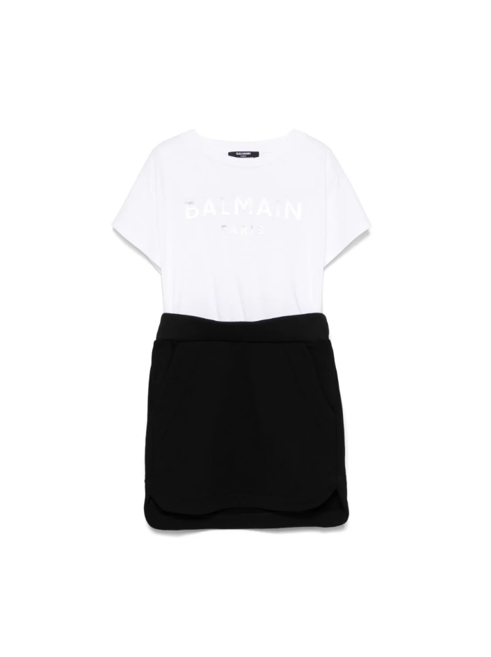 Abito per bambina Balmain Kids bianco e nero